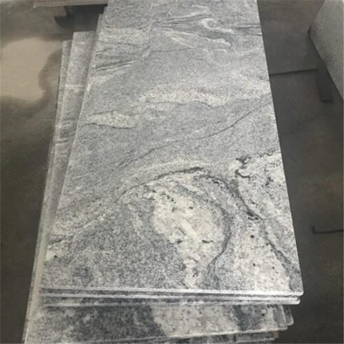 White Kitchen Fantasy Grey Granite Vein Countertop