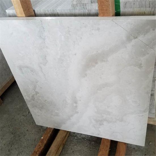 Cross Cut Honed Acid White Grains Marble Tiles