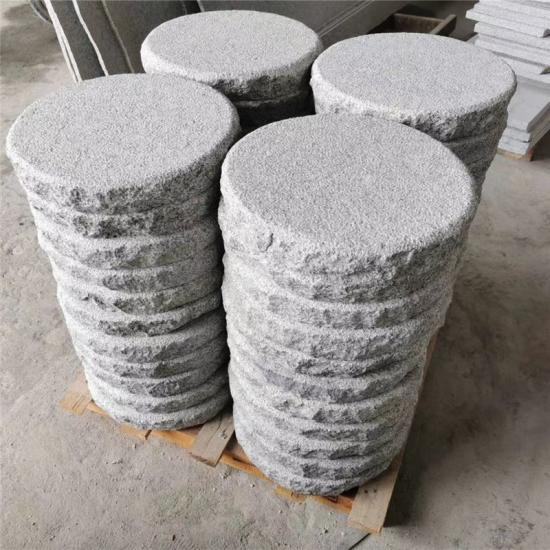 White Granite Flamed Top Rough Edges Round Granite Stepper For Garden