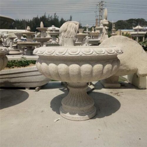 7adb12017c0a249b9ed5a2f581a8349d_medium Carved Stone Granite Plant Pot Rusty Yellow