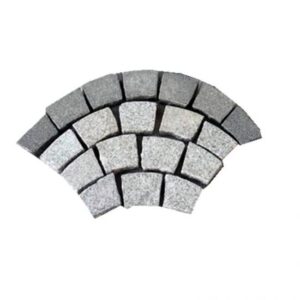 Flamed Granite Cobbles Fan shaped On Mesh For Garden